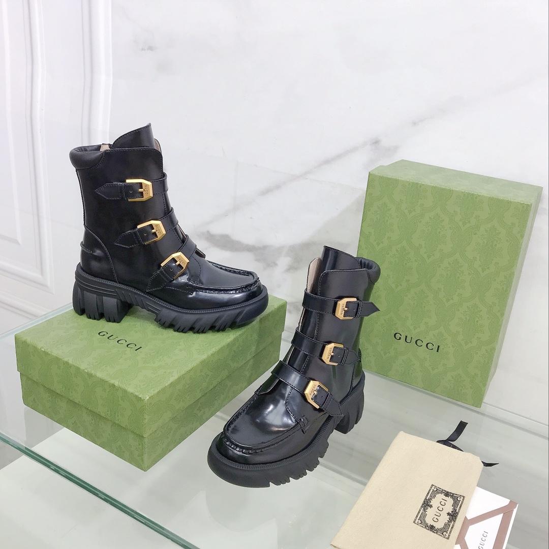Gucci Damen-Stiefeletten aus schwarzem Leder - EUR FASHION