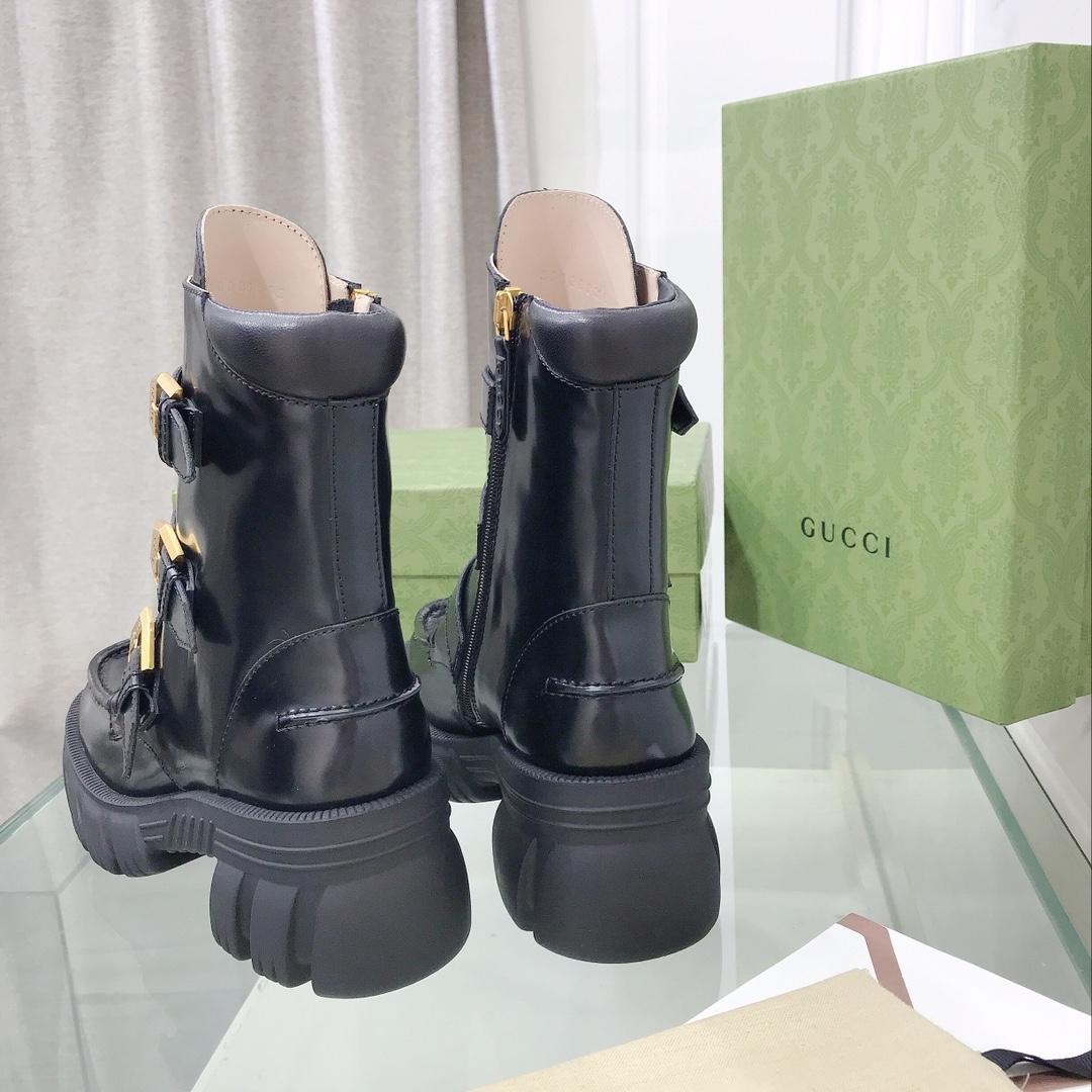 Gucci Damen-Stiefeletten aus schwarzem Leder - EUR FASHION