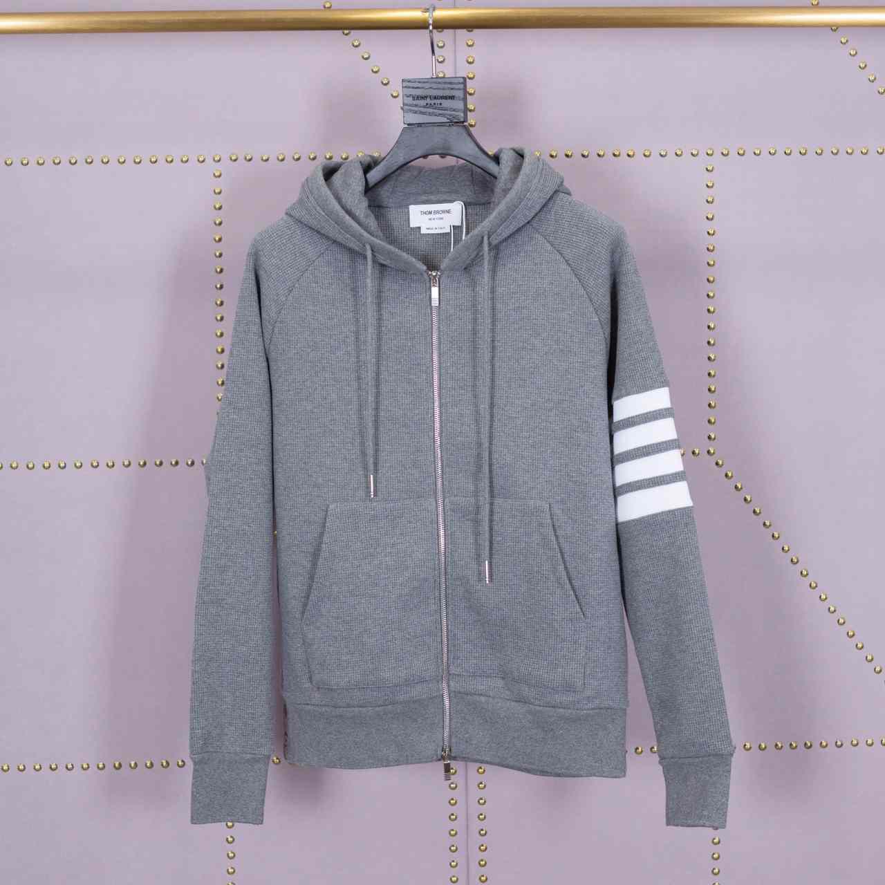 Thom Browne 4-Bar-Kapuzenpullover aus Baumwolle mit Reißverschluss - EUR FASHION