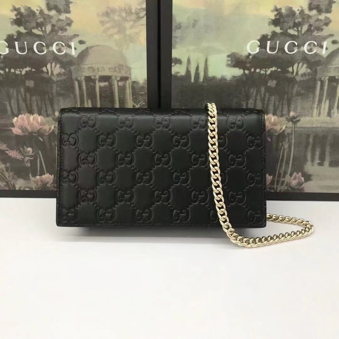 Gucci Guccissima Icon Chain Wallet Schwarz (20-13-6cm) - EUR FASHION