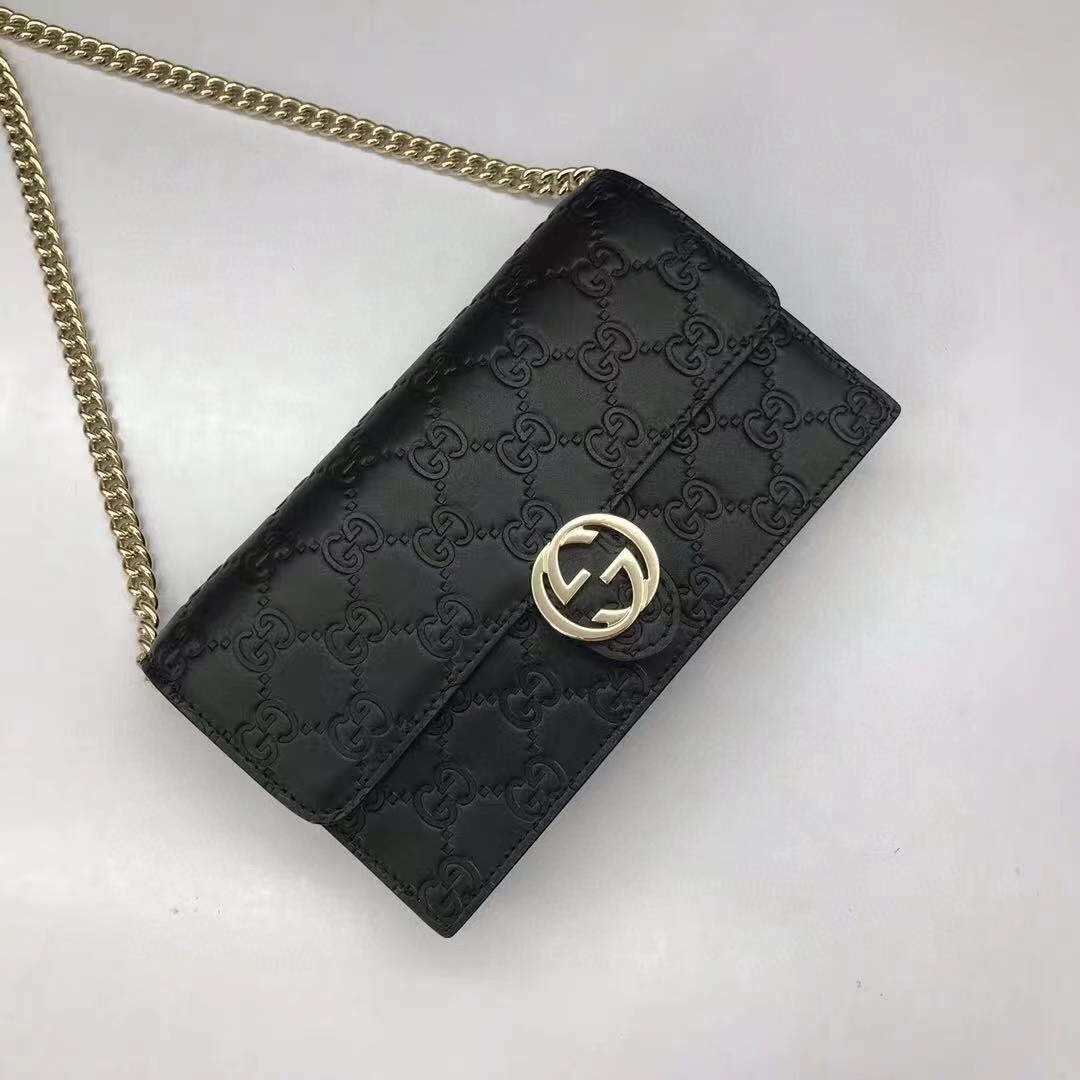 Gucci Guccissima Icon Chain Wallet Schwarz (20-13-6cm) - EUR FASHION