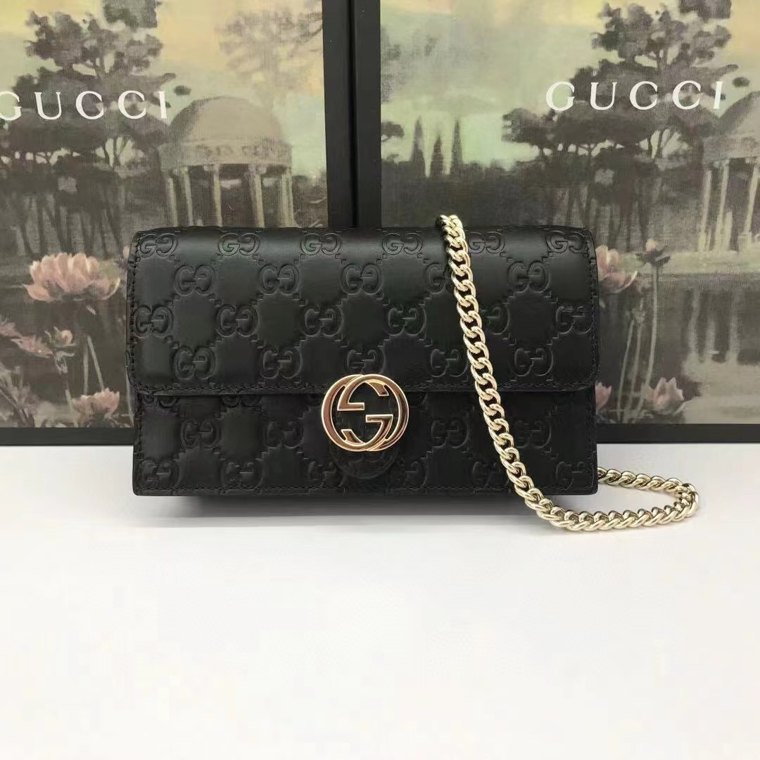 Gucci Guccissima Icon Chain Wallet Schwarz (20-13-6cm) - EUR FASHION