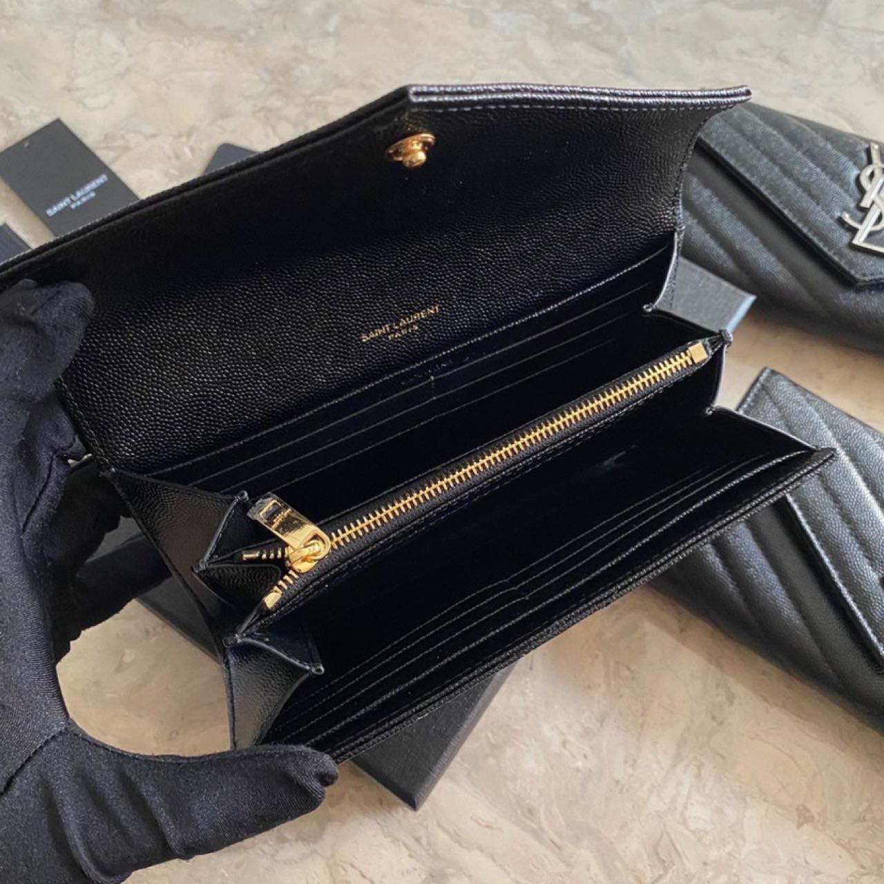 Saint Laurent-Monogramm-Leder-Geldbörse (19-11-3CM) - EUR FASHION
