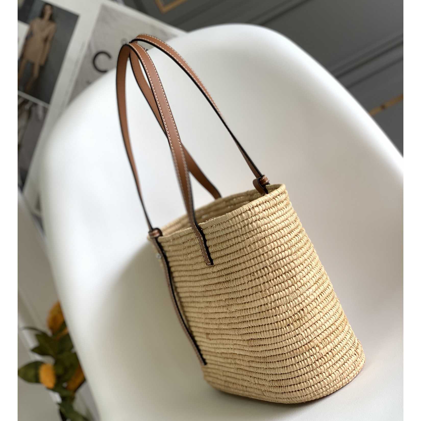 Loewe Kleine quadratische Korbtasche aus Bast und Kalbsleder (30*21*11 cm) - EUR FASHION