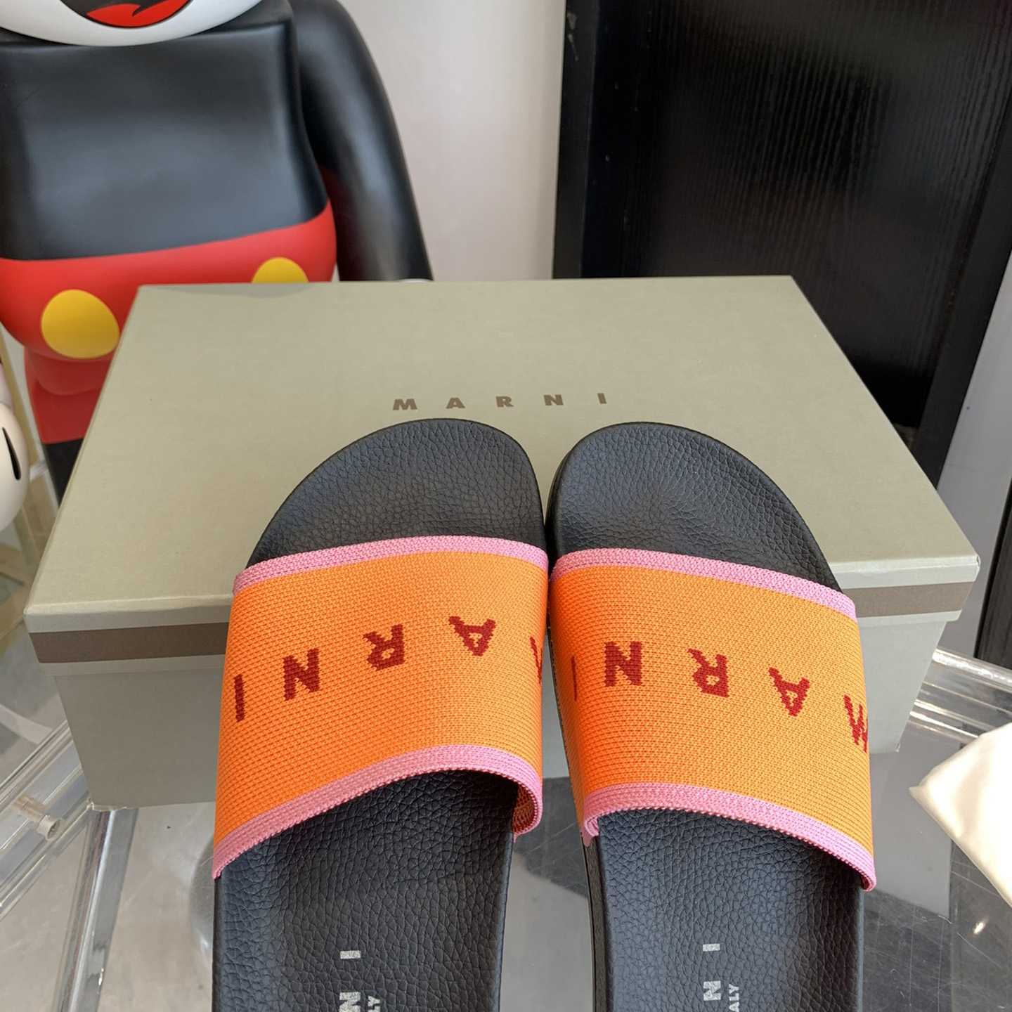 Marni Orange Logo-Jacquard-Gummi-Slipper - EUR FASHION