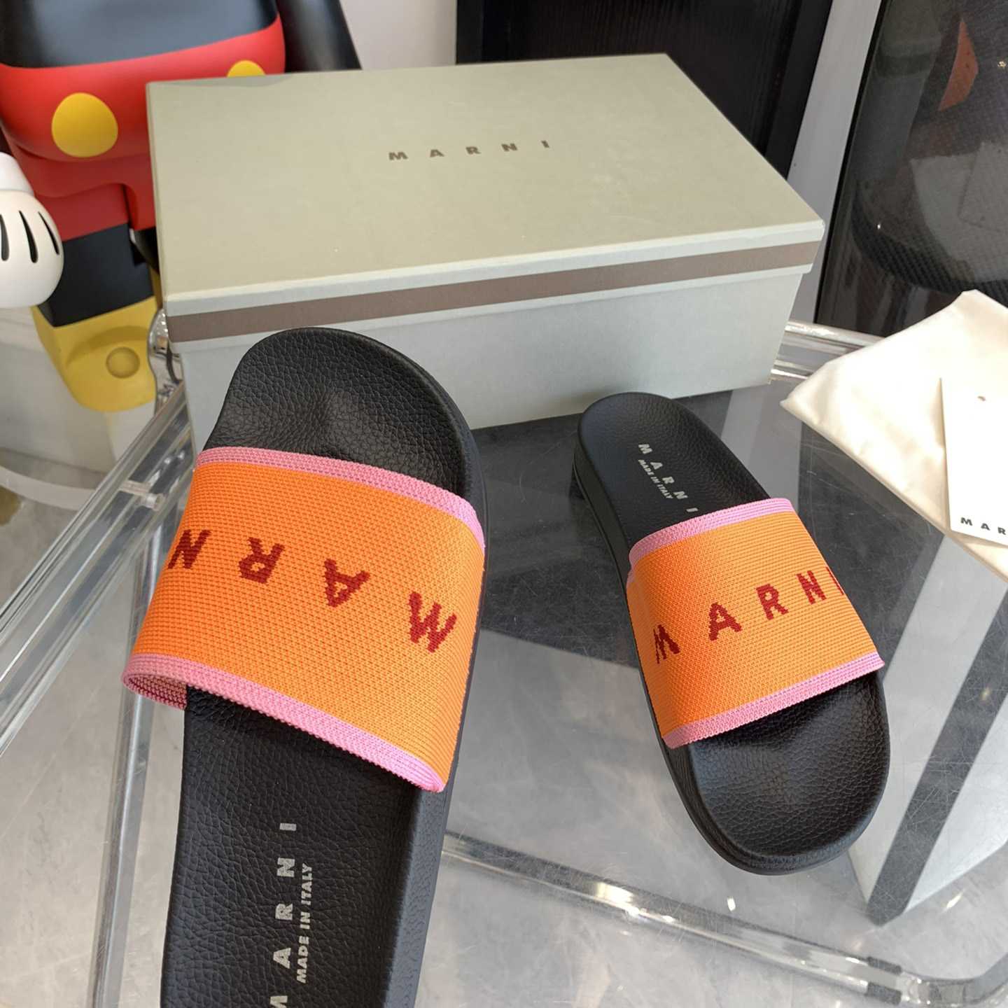 Marni Orange Logo-Jacquard-Gummi-Slipper - EUR FASHION