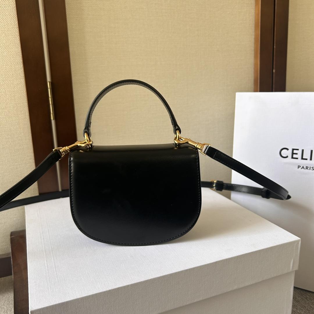 Celine Mini Besace Triomphe aus glänzendem Kalbsleder - EUR FASHION
