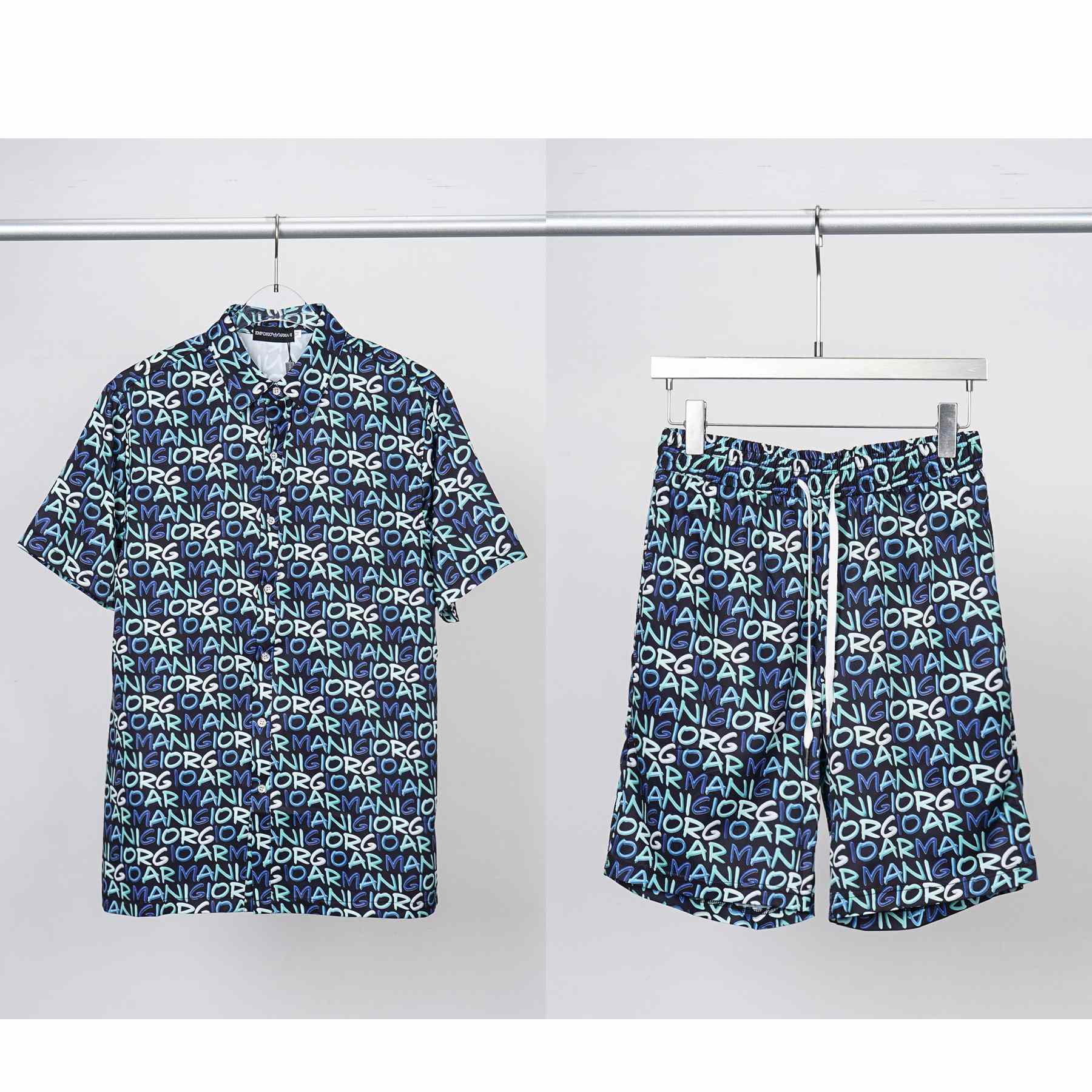 Kurzärmliges Hemd und Shorts aus Baumwollpopeline von Armani - EUR FASHION