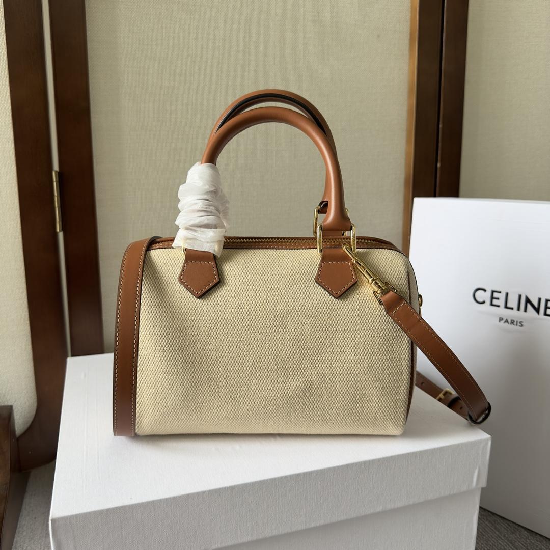 Celine Small Boston Cuir Triomphe aus Textil und Kalbsleder Natur/Hellbraun - EUR FASHION