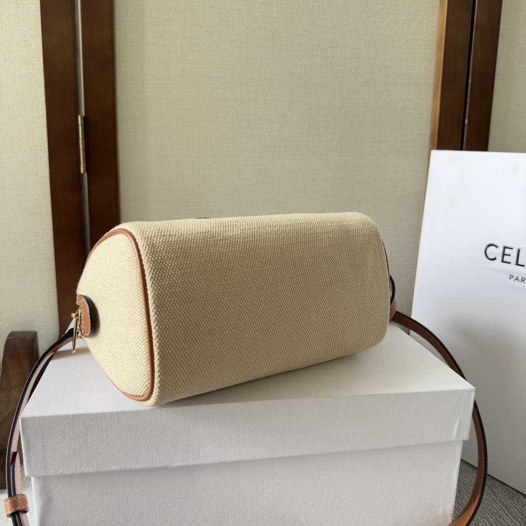 Celine Small Boston Cuir Triomphe aus Textil und Kalbsleder Natur/Hellbraun - EUR FASHION