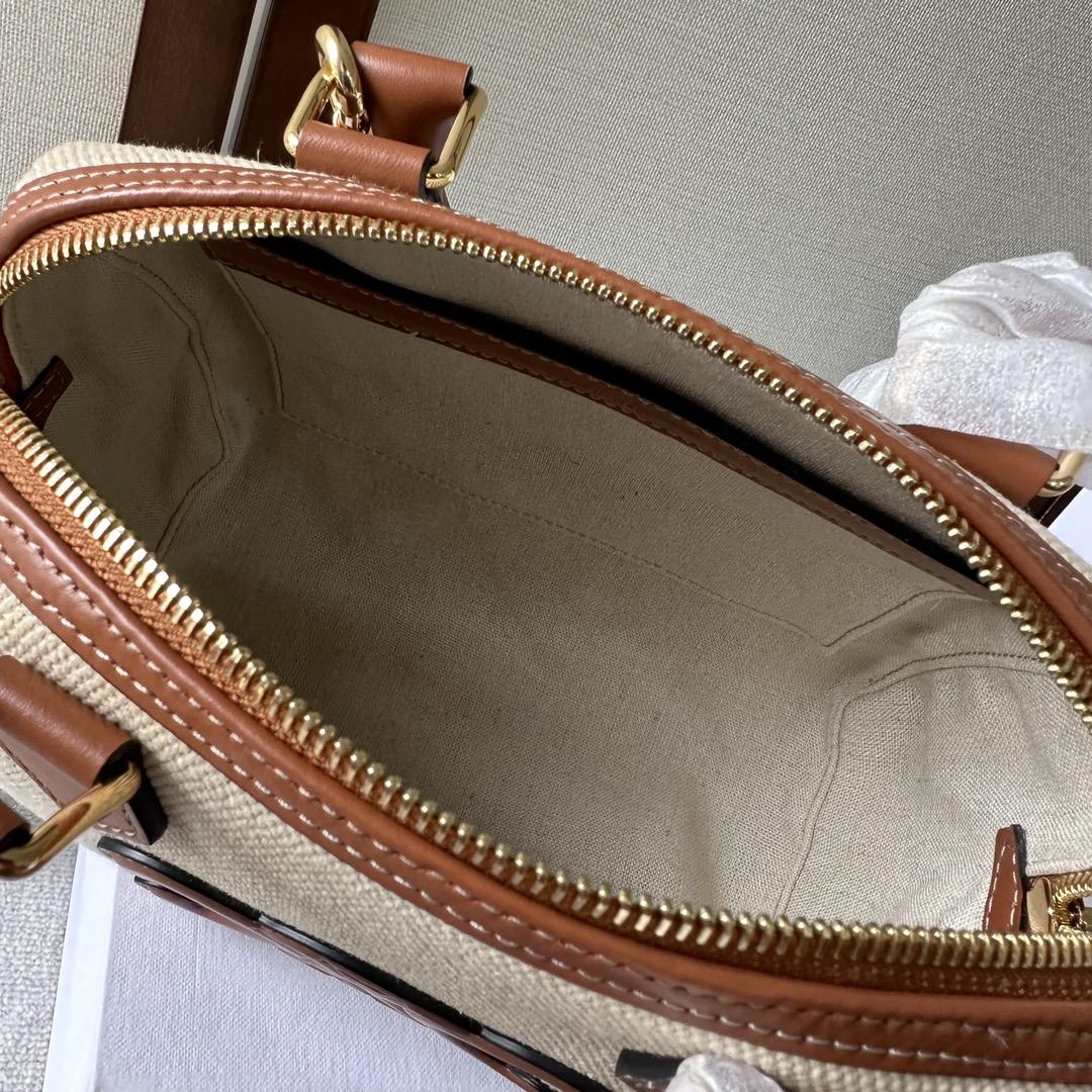 Celine Small Boston Cuir Triomphe aus Textil und Kalbsleder Natur/Hellbraun - EUR FASHION