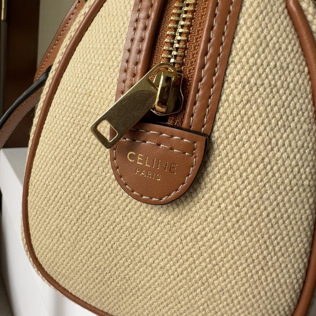 Celine Small Boston Cuir Triomphe aus Textil und Kalbsleder Natur/Hellbraun - EUR FASHION