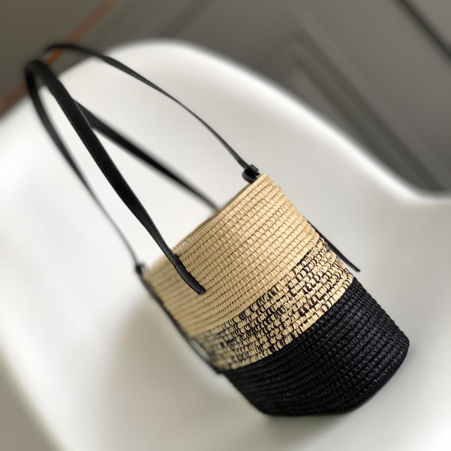 Loewe Kleine quadratische Korbtasche aus Bast und Kalbsleder (30*21*11 cm) - EUR FASHION