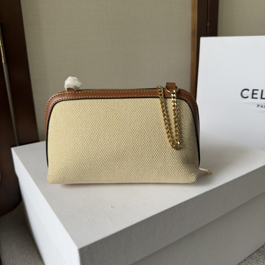 Celine Clutch an Kette Cuir Triomphe Natur / Hellbraun - EUR FASHION