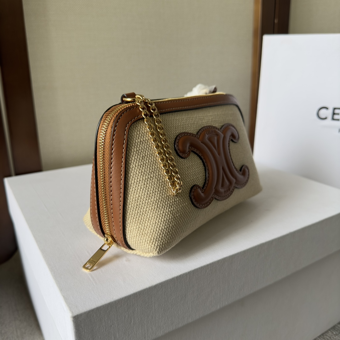 Celine Clutch an Kette Cuir Triomphe Natur / Hellbraun - EUR FASHION