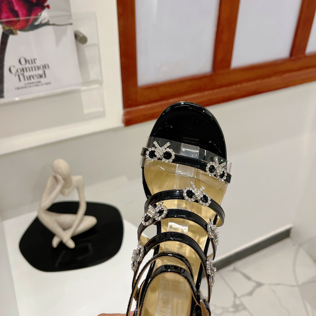 Schwarze Queen-Sandalen mit 85 mm Absatz von Mach & Mach - EUR FASHION