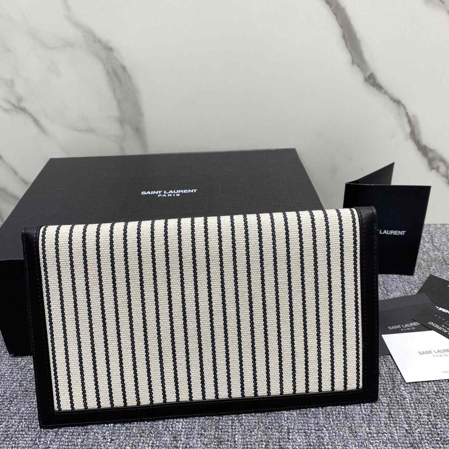 Saint Laurent Uptown gestreifte Clutch mit Umschlag (27 x 16 x 2 cm) - EUR FASHION