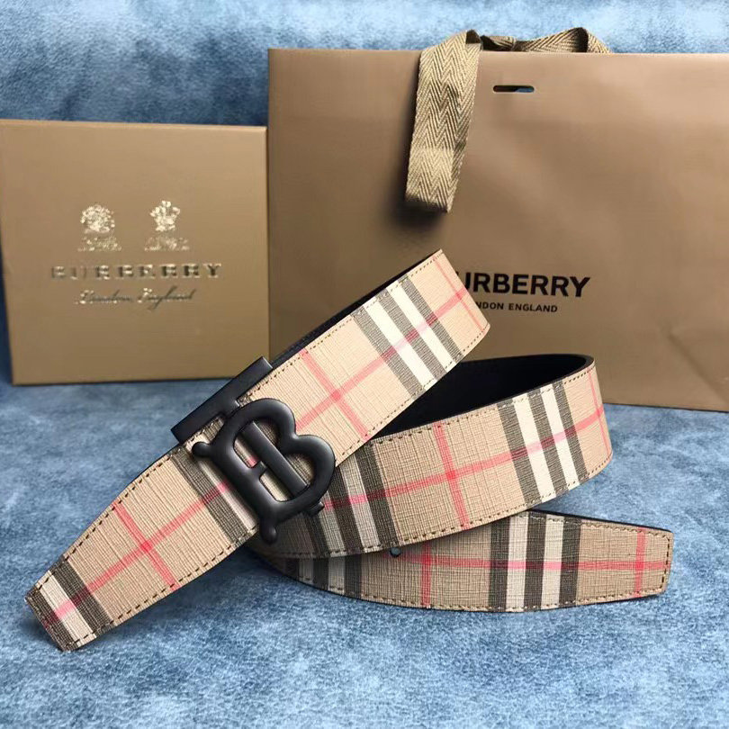 Wendbarer TB-Gürtel aus Burberry-Karo und Leder - EUR FASHION