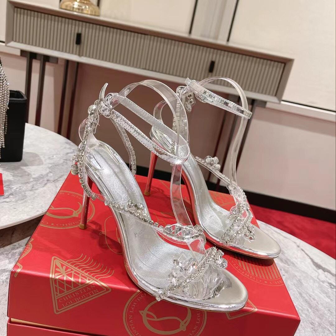 Christian Louboutin Joli Queen 100 kristallverzierte Knöchelriemen-Sandalen - EUR FASHION