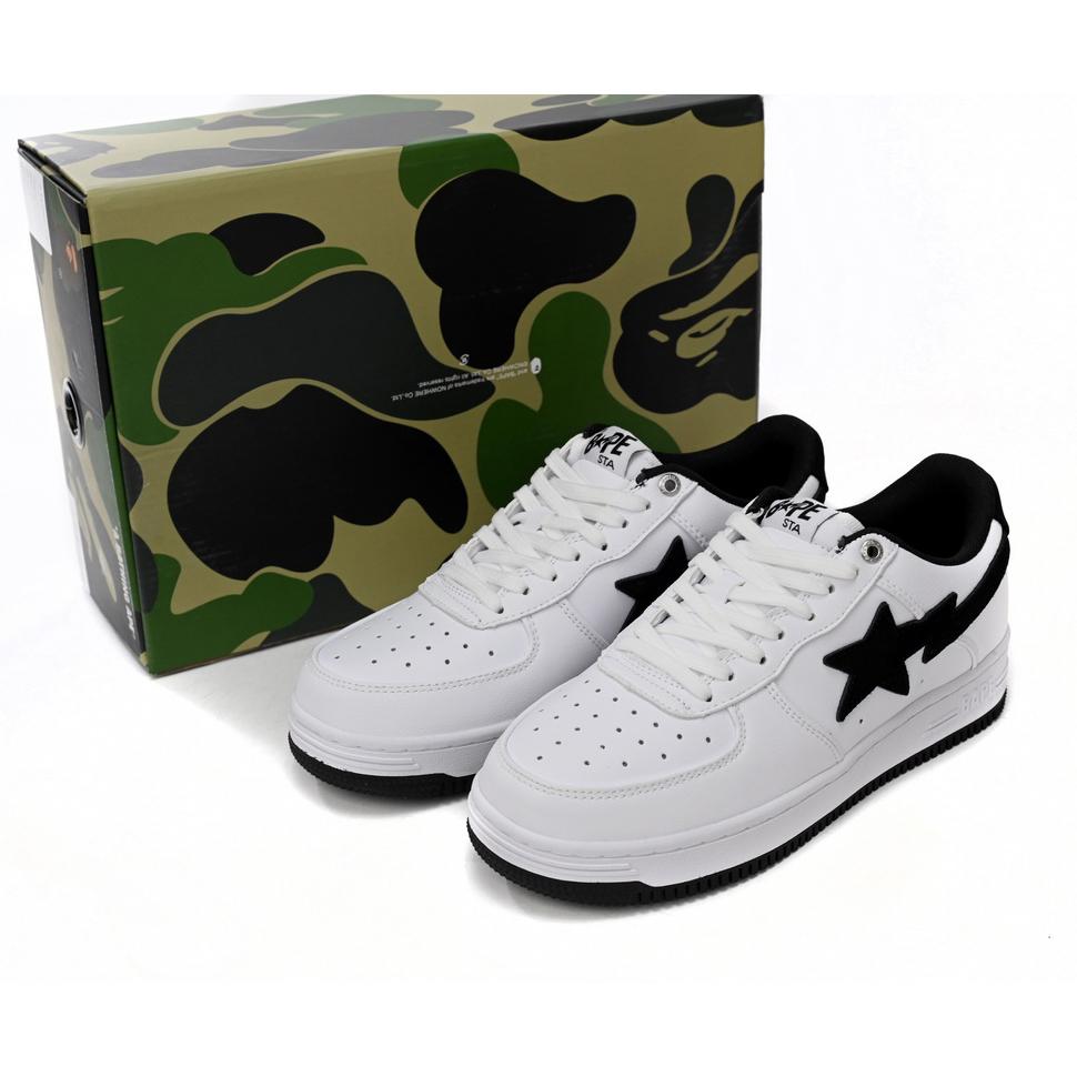 Bape Sta Sta Low Weiß-Schwarz-Tick-Sneaker 1173-191-912 - EUR FASHION