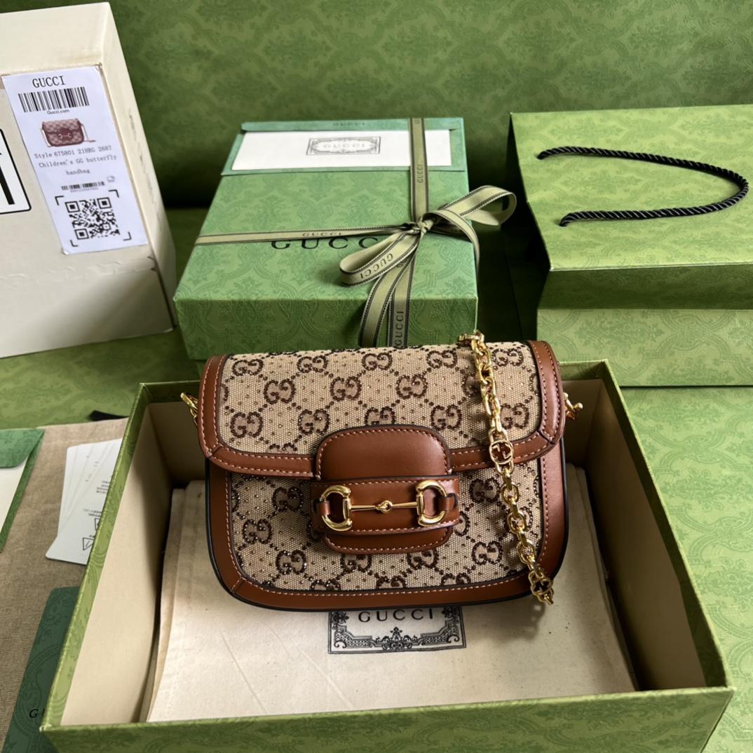 Gucci Horsebit 1955 GG Minitasche (20,5 x 14 x 5 cm) - EUR FASHION