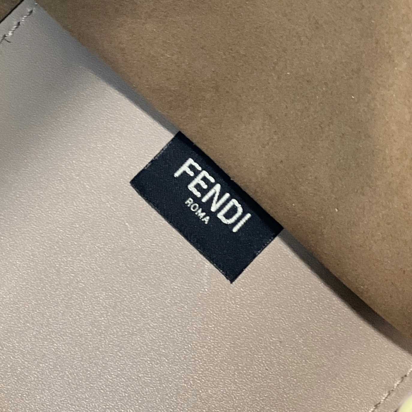 Fendi Sunshine Mittelgroßer Shopper aus beigem Leder und Elaphe - EUR FASHION