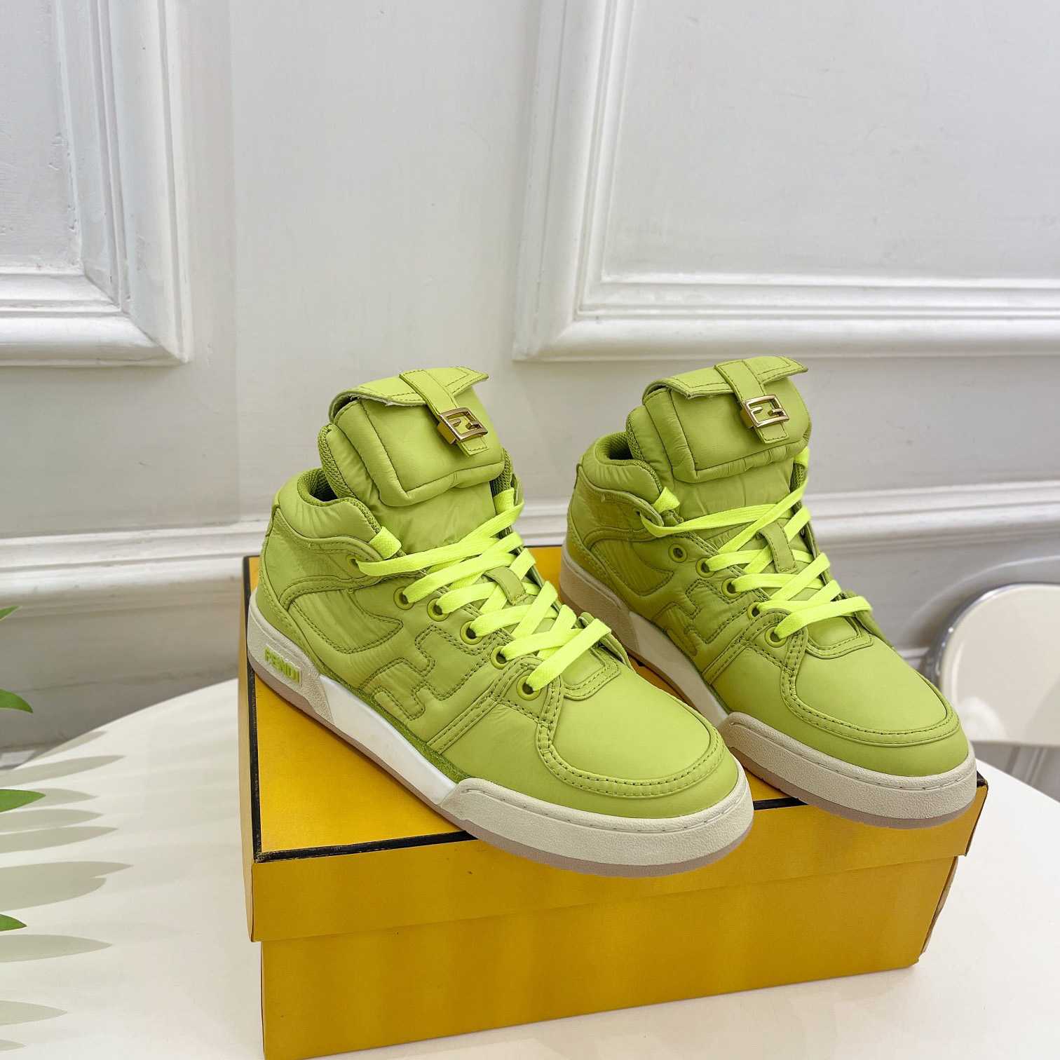 Fendi Match Acid Green Nylon High-Tops-Sneaker - EUR FASHION