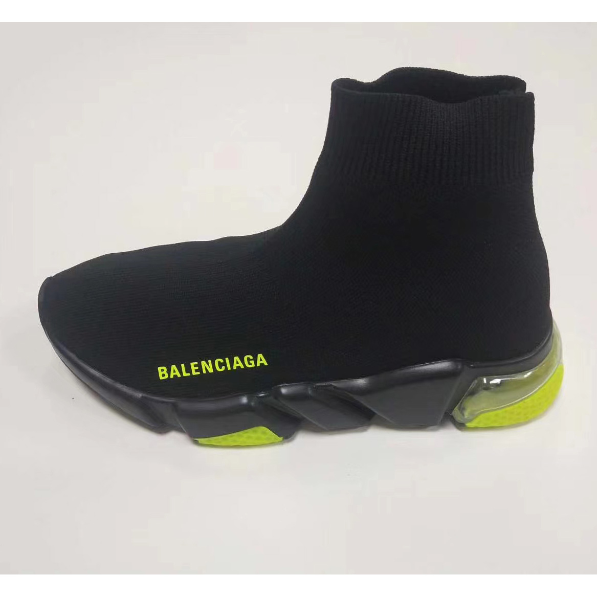 Balenciaga Wmns Speed ​​Clear Sole Trainer 'Black Yellow Fluo' Stricksneaker - EUR FASHION