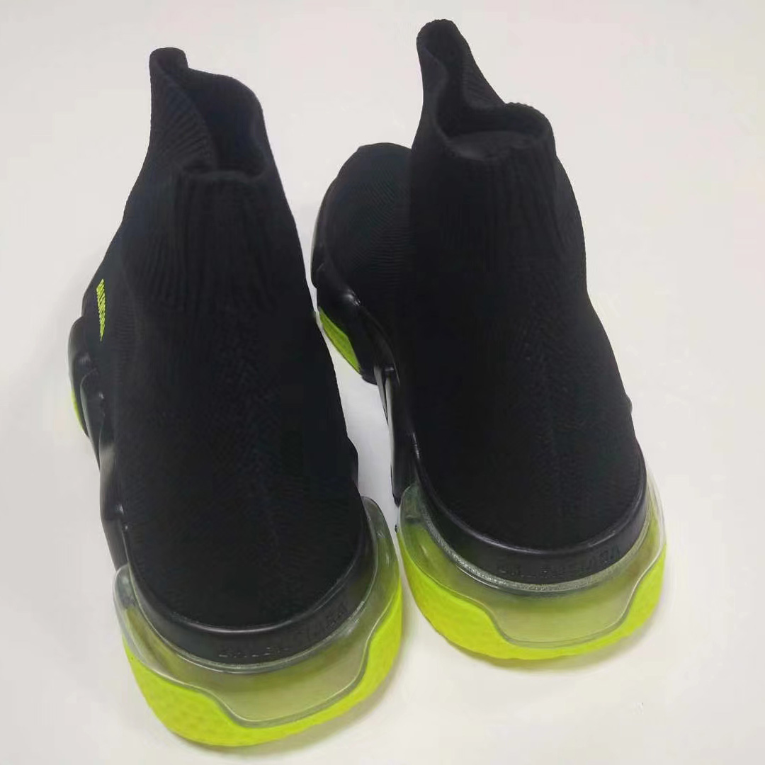 Balenciaga Wmns Speed ​​Clear Sole Trainer 'Black Yellow Fluo' Stricksneaker - EUR FASHION