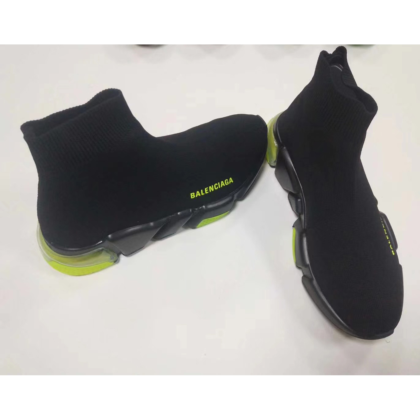Balenciaga Wmns Speed ​​Clear Sole Trainer 'Black Yellow Fluo' Stricksneaker - EUR FASHION