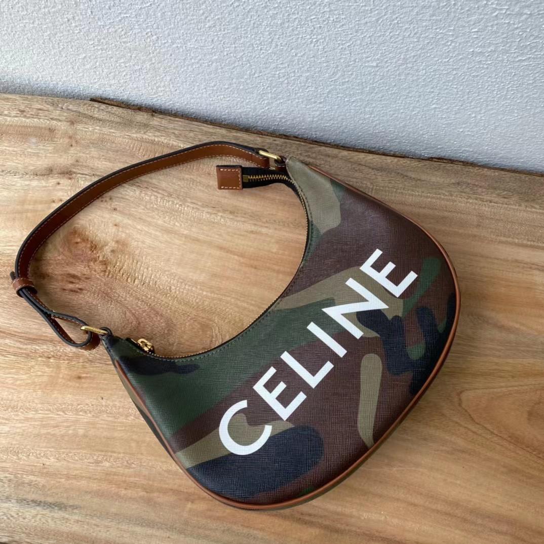 Celine Canvas Kalbsleder Camouflage Ava Logo Triomphe Umhängetasche Khaki (24,5-18-7,5 cm) - EUR FASHION