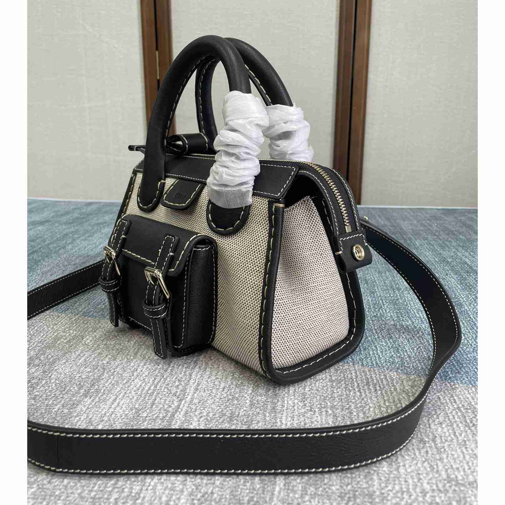 Chloe Edith Beige Schwarz Mini in Umhängetaschen (26,5-16-11 cm) - EUR FASHION