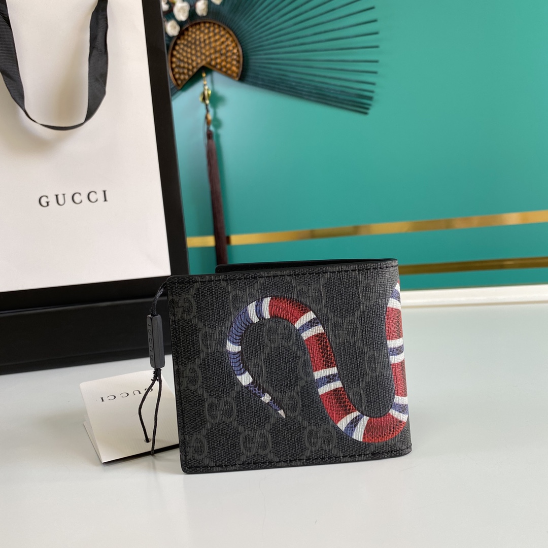 Gucci Kingsnake Print GG Supreme Geldbörse (11-9-1,5 cm) - EUR FASHION