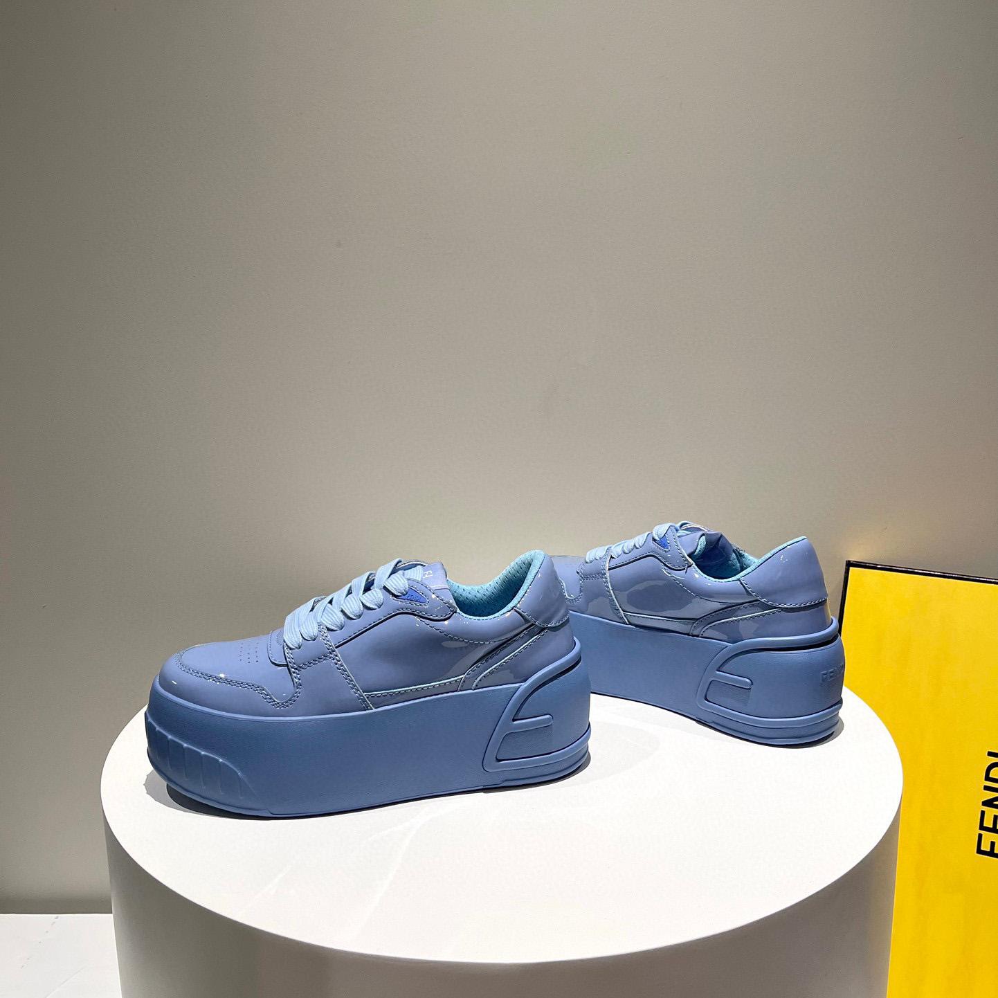 Fendi Fashion Show Low-Tops-Sneaker aus blauem Leder - EUR FASHION