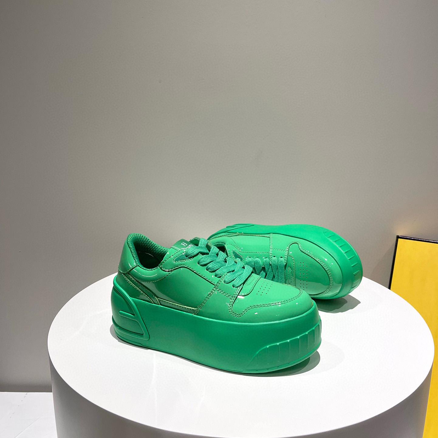 Fendi Fashion Show Low-Top-Sneaker aus grünem Leder - EUR FASHION