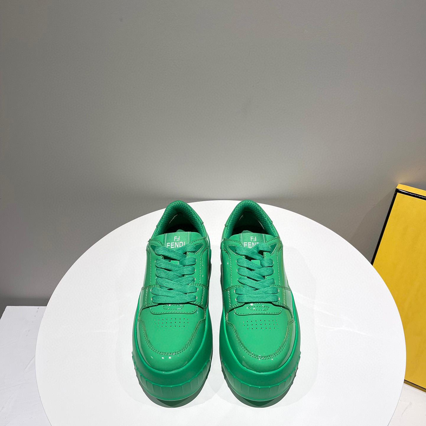 Fendi Fashion Show Low-Top-Sneaker aus grünem Leder - EUR FASHION