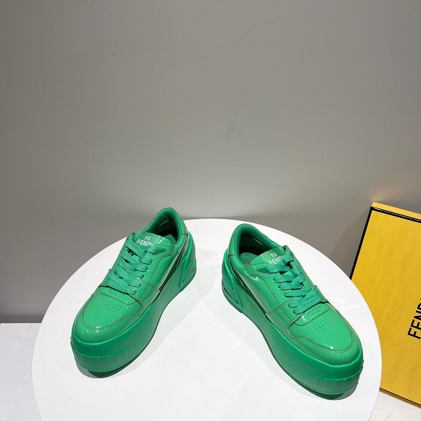 Fendi Fashion Show Low-Top-Sneaker aus grünem Leder - EUR FASHION