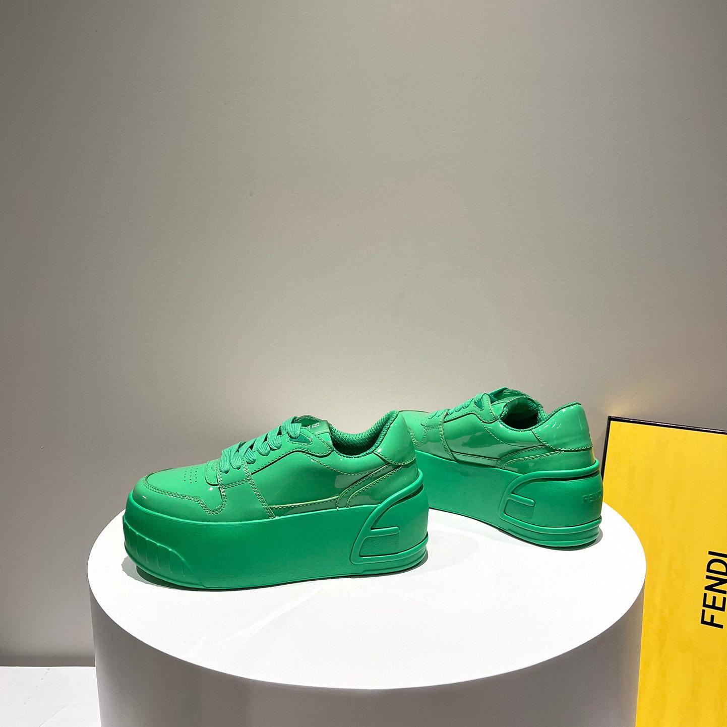 Fendi Fashion Show Low-Top-Sneaker aus grünem Leder - EUR FASHION
