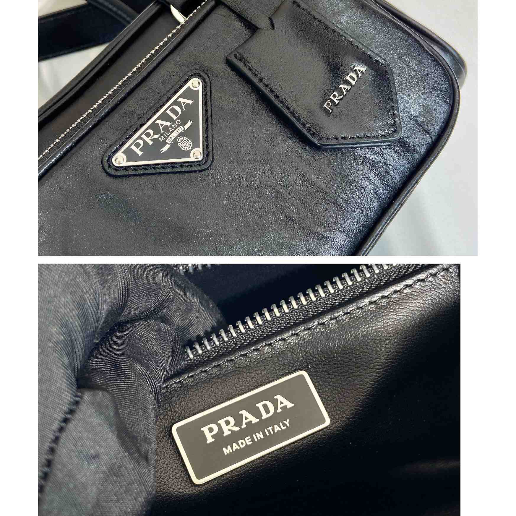 Prada-Tasche aus antikem Nappaleder mit mehreren Taschen und Henkel - EUR FASHION