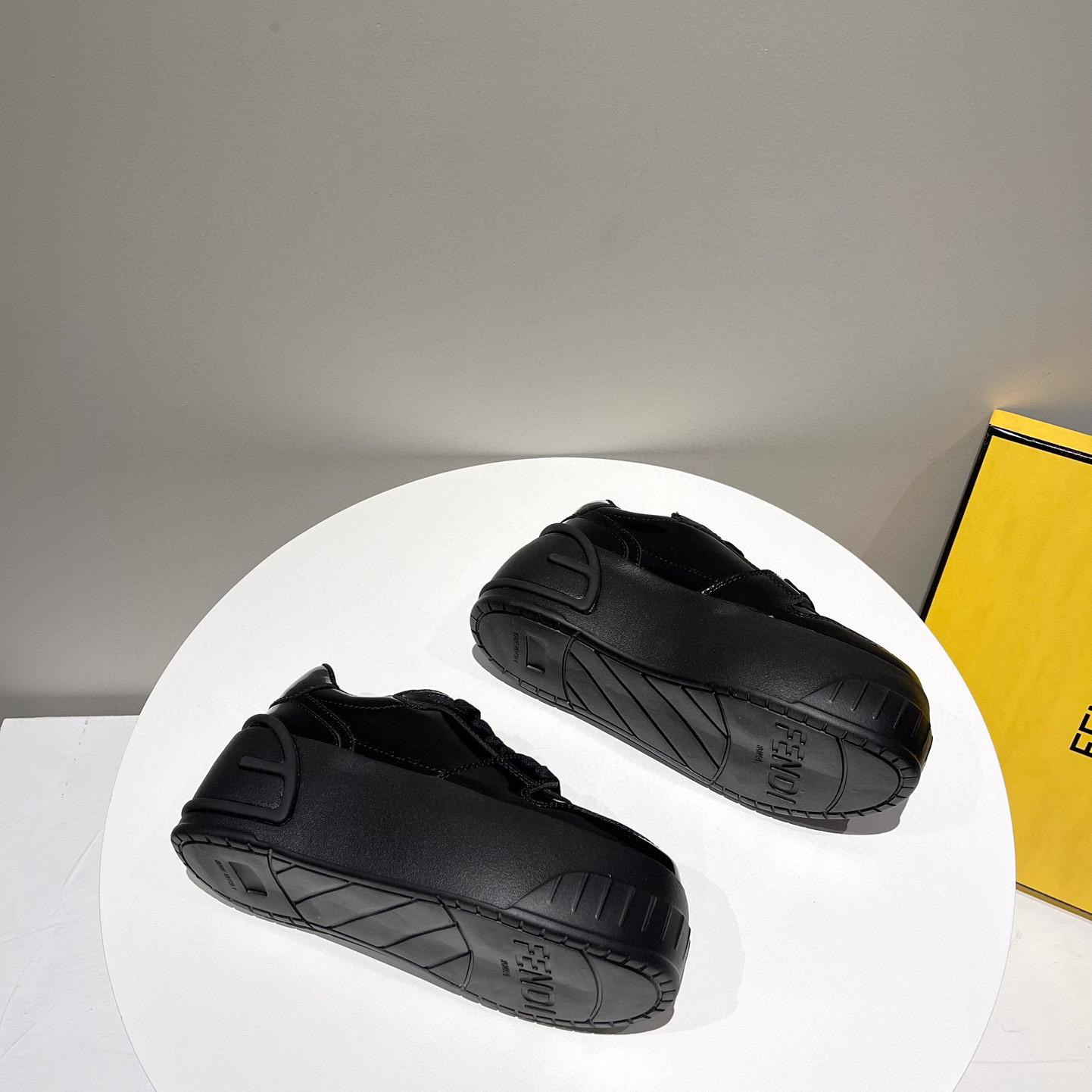 Fendi Fashion Show Low-Tops-Sneaker aus schwarzem Leder - EUR FASHION