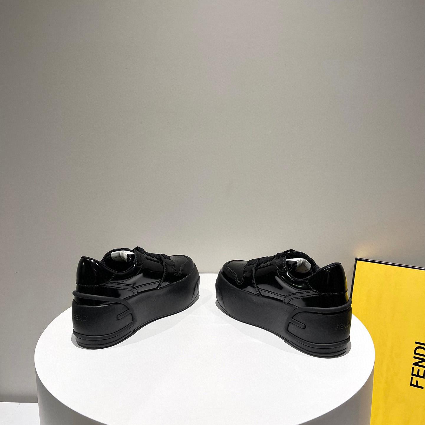 Fendi Fashion Show Low-Tops-Sneaker aus schwarzem Leder - EUR FASHION