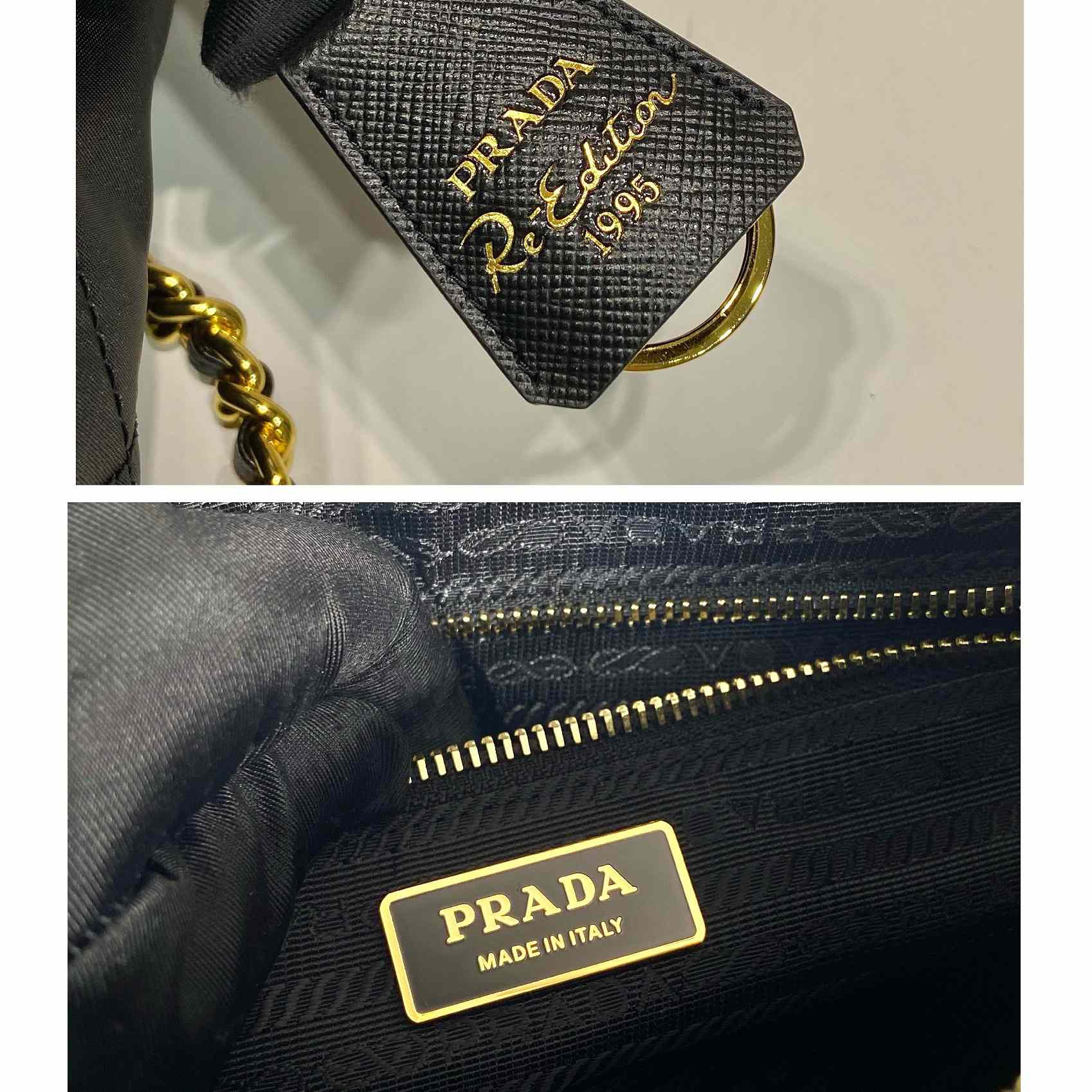 Prada Nylon Tessuto Impuntu gesteppte Umhängetasche Schwarz (25-24-5 cm) - EUR FASHION