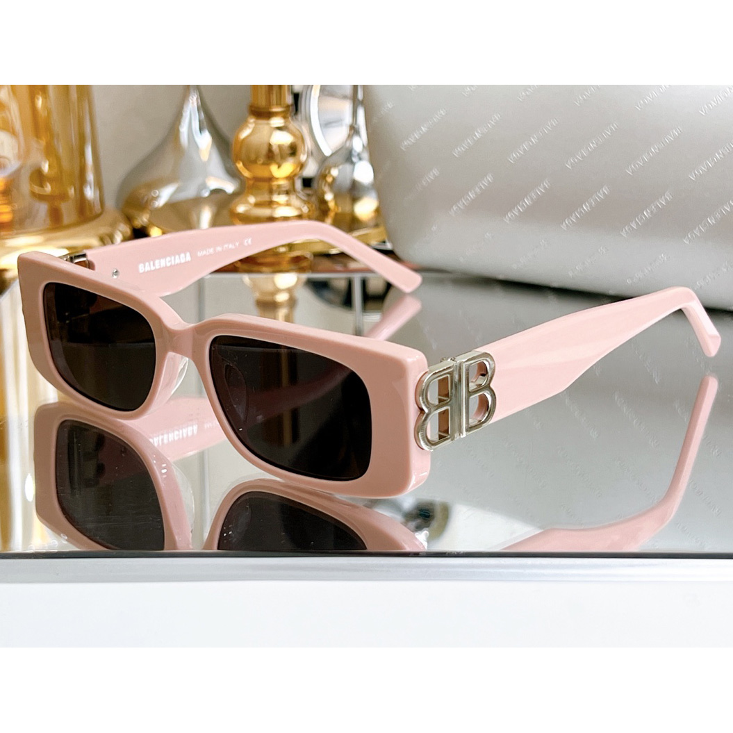 Balenciaga Dynasty Rechteckige Sonnenbrille in Rosa, BB0096 - EUR FASHION