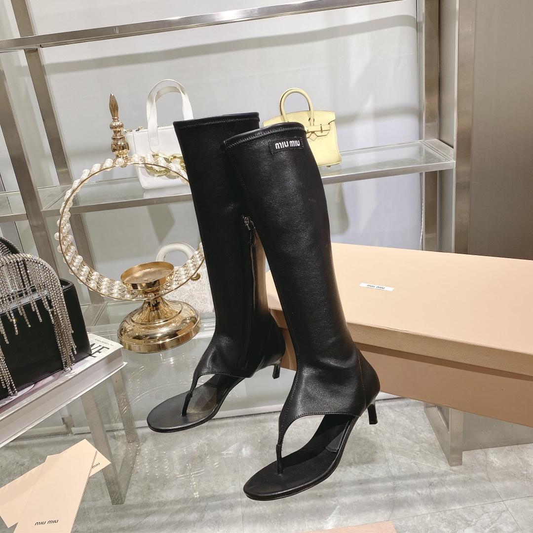 Miu Miu Stretch-Nappaleder-Zapfenstiefel - EUR FASHION