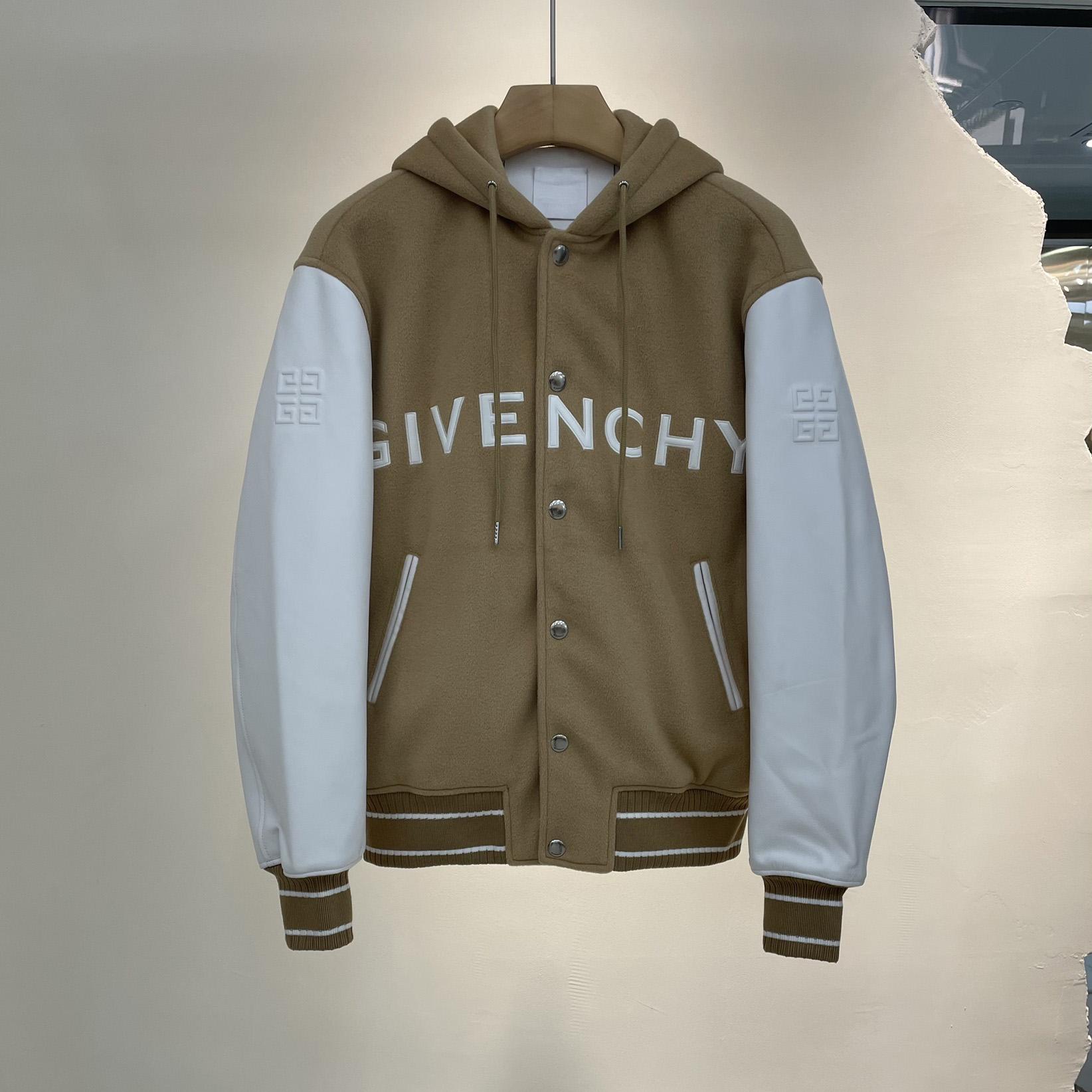 Große College-Jacke aus Wolle und Leder mit Kapuze von Givenchy - EUR FASHION