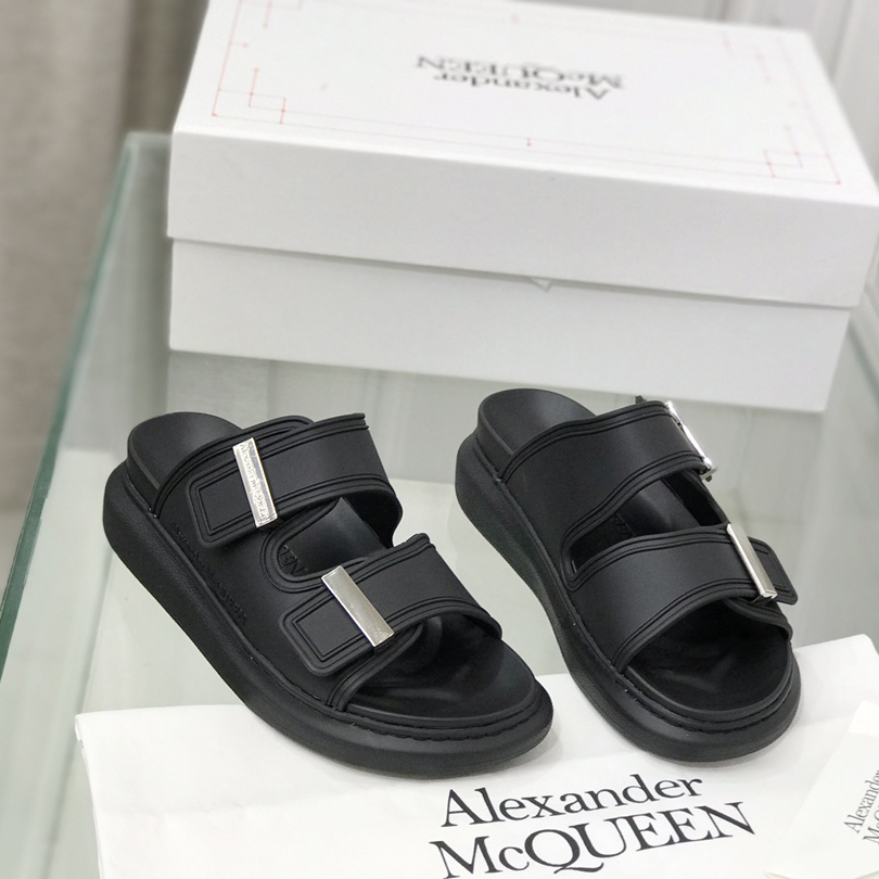 Alexander Mqueen Hybrid-Slide für Damen in Schwarz/Silber - EUR FASHION