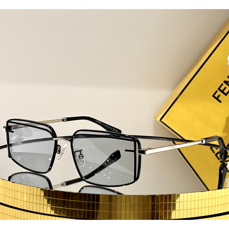 Fendi First Sight Black Metal Fashion Show Sonnenbrille mit blauen Gläsern - EUR FASHION