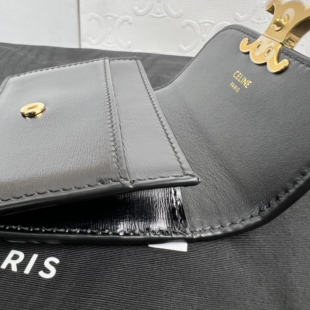 Kompakte Celine-Geldbörse mit Münzen-Triomphe aus glänzendem Kalbsleder - EUR FASHION
