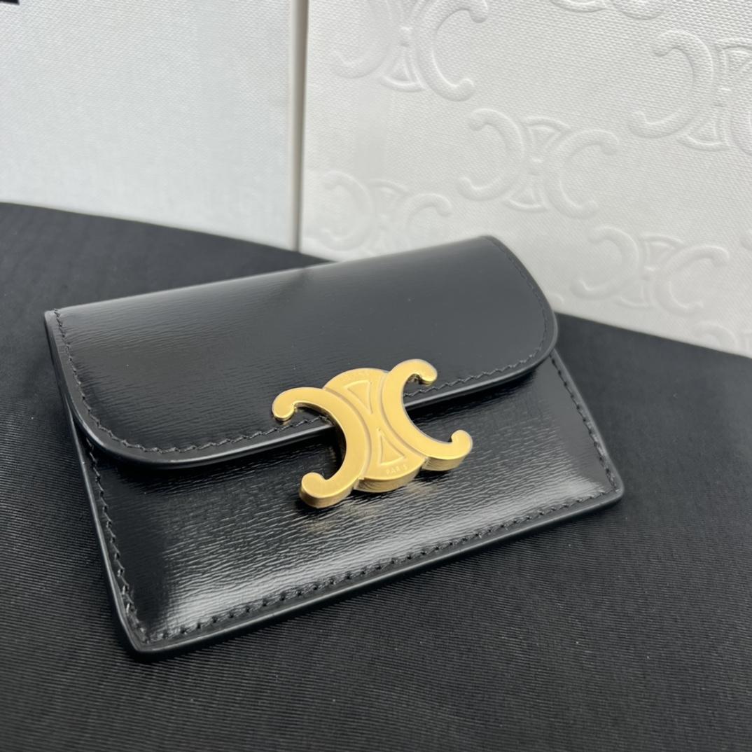 Kompakte Celine-Geldbörse mit Münzen-Triomphe aus glänzendem Kalbsleder - EUR FASHION