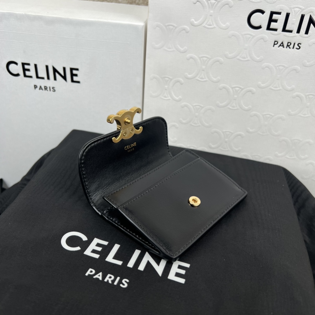 Kompakte Celine-Geldbörse mit Münzen-Triomphe aus glänzendem Kalbsleder - EUR FASHION